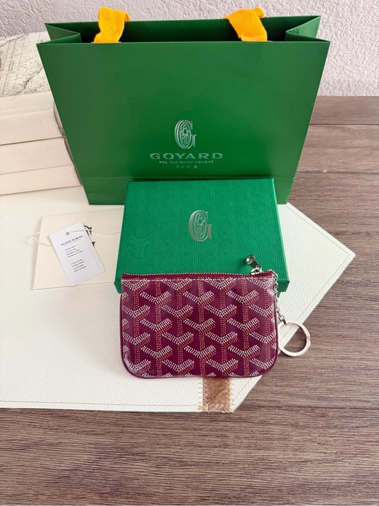 Goyard Accessories - Goyard Maroon Chevron Key & Card Pouch